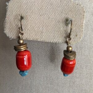 Red and Blue Beaded Earrings